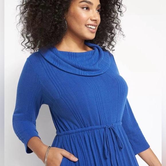 Lane Bryant Cowl-Neck Fit & Flare Knit Dress Blue Size 14/16 1X NWT - Picture 5 of 10